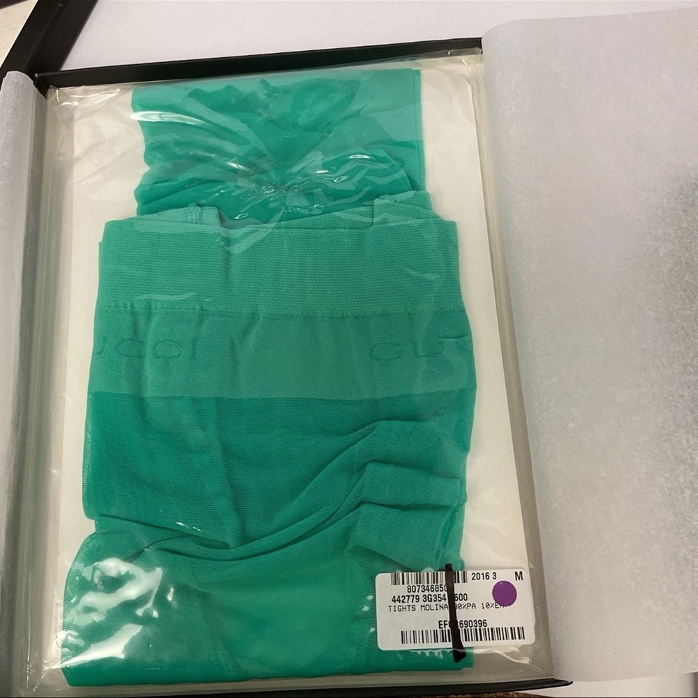 GUCCI WOMENS MOLINA TIGHTS EMERALD GREEN SIZE MEDIUM NWT